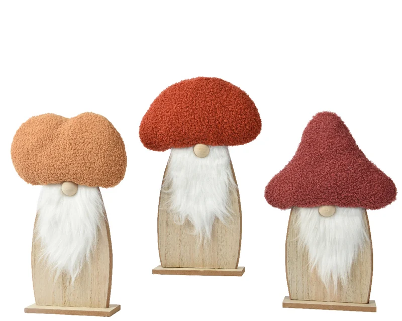 Gnom aus MDF, 3er-Set, 23x5x34cm, rot/orange