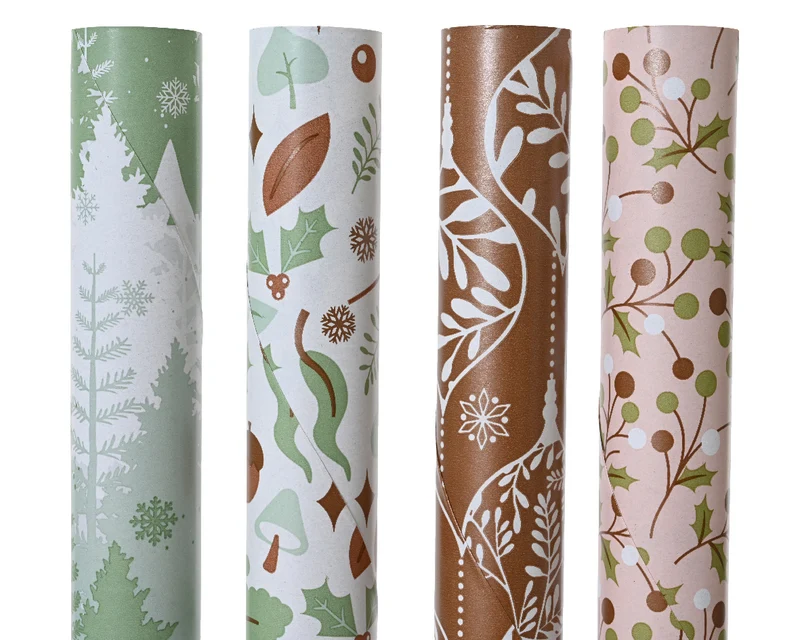 Rolle Geschenkpapier, 4 verschiedene Herbstmotive, 200 x 70 cm
