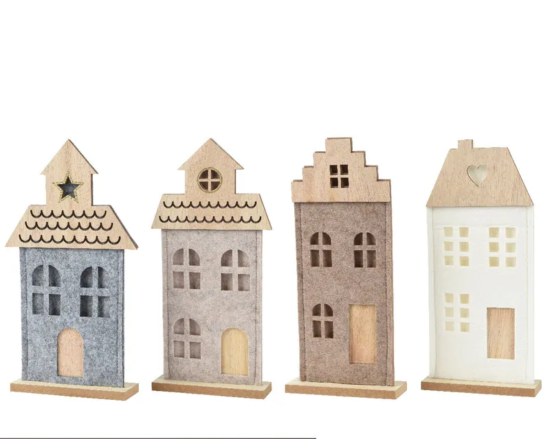 Filzhaus 4er-Set grau/taupe 12x4x26cm