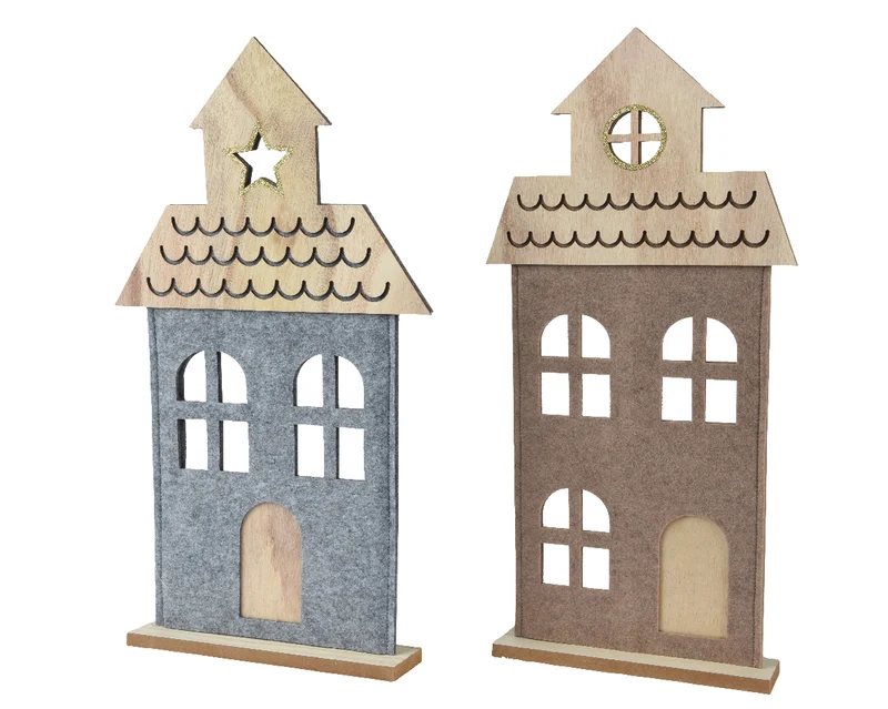 Filzhaus 2er-Set grau/taupe 21x6x52cm