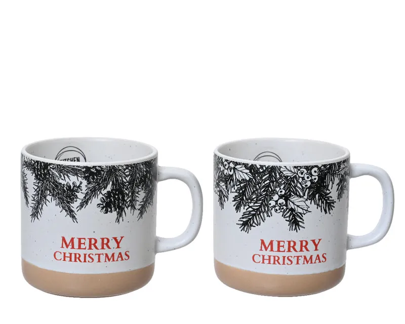 Keramikbecher „Merry Christmas“, 2er-Set, D9 H9cm