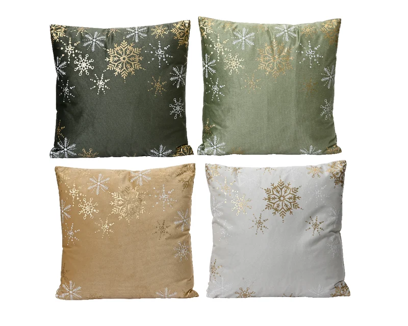 Kissen Polyester Schneestern 4er Set 45x45x4cm