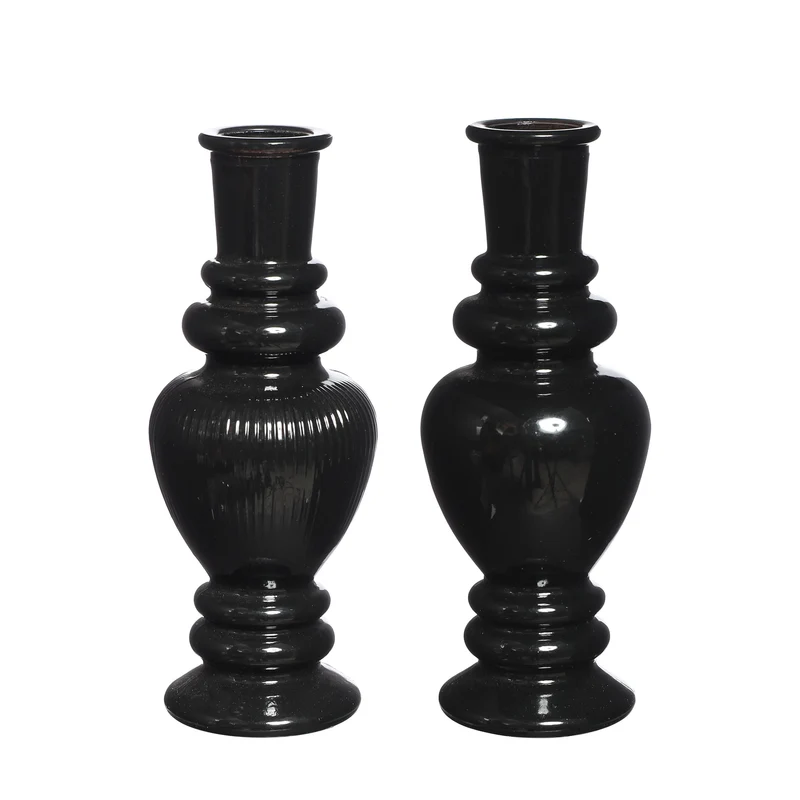 Venice Kerzenhalter H. 15,5 Ø 5,7 schwarz 2-teilig