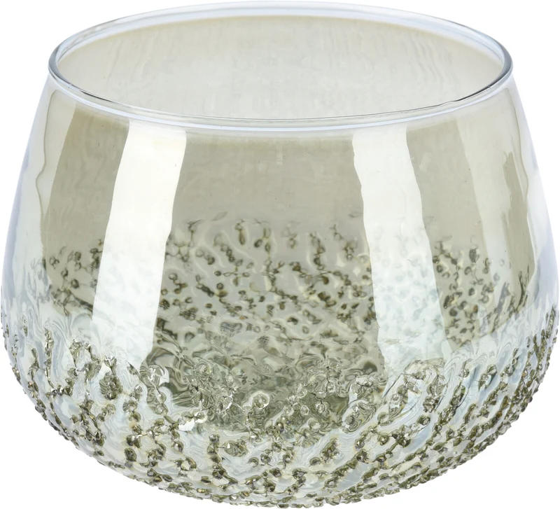 Teelichthalter Steinschlag Salbeigrün D16 H12cm