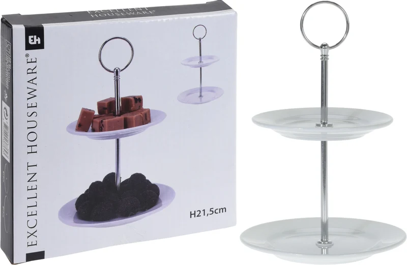 ETAGERE 2-STÖCKIG PORZELLAN WEISS D15/13 H22CM