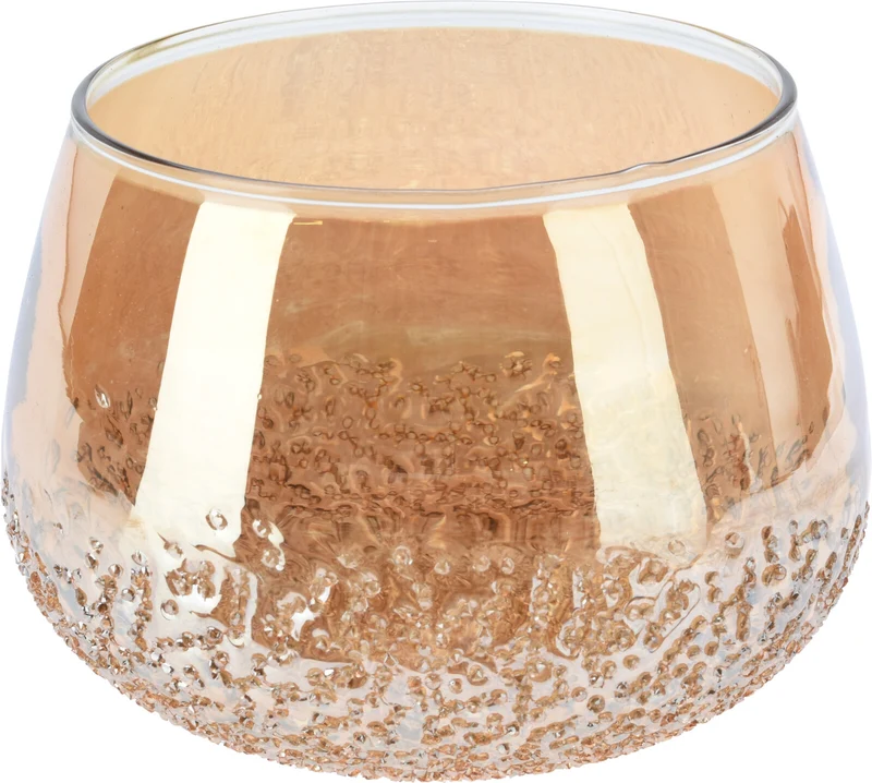 Teelichthalter Steinschlag Champagnergold D19,5 H15cm