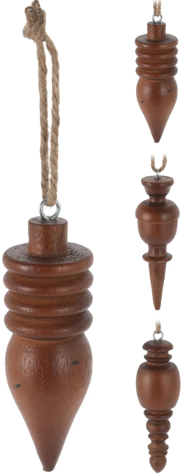 Hängedeko-Ornament aus Mangoholz, D4 H10cm, braun, 3er-Set