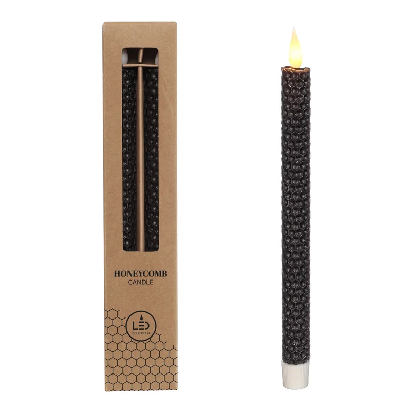 LED-Wabenkerzen-Set/2 Ø2,2 H. 25 cm schwarz