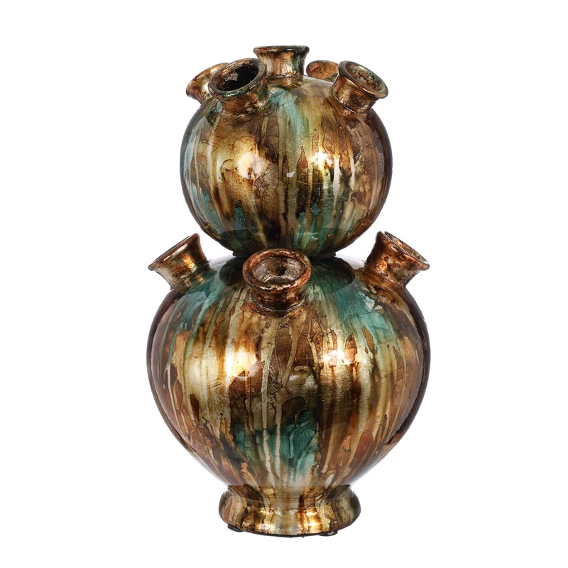 Dazzle Tulip Vase Ø18 x H.18,5cm petrolgold