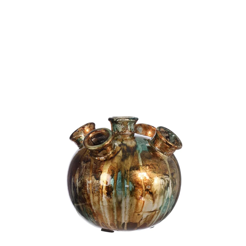 Dazzle Tulpenvase Ø13,5 x H.13cm petrolgold