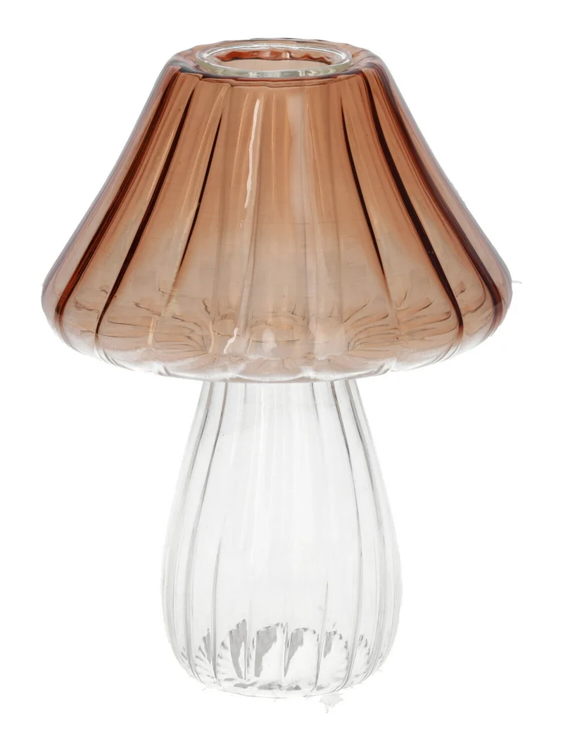 Kerzenhalter Pilz Amanita D10 H13cm Braun/Klares Glas