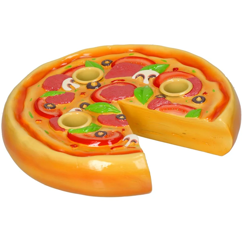 Kerzenständer Pizza Polyresin Mehrfarbig 21,5x21,5x3,5cm