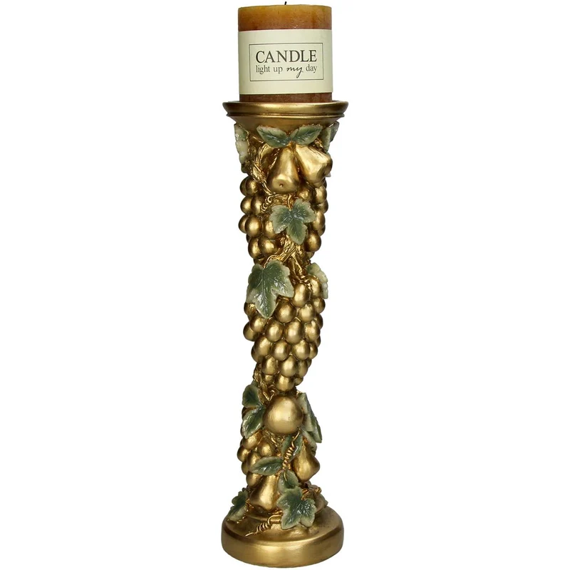 Kerzenhalter Trauben Polyresin Gold 10x10x35cm