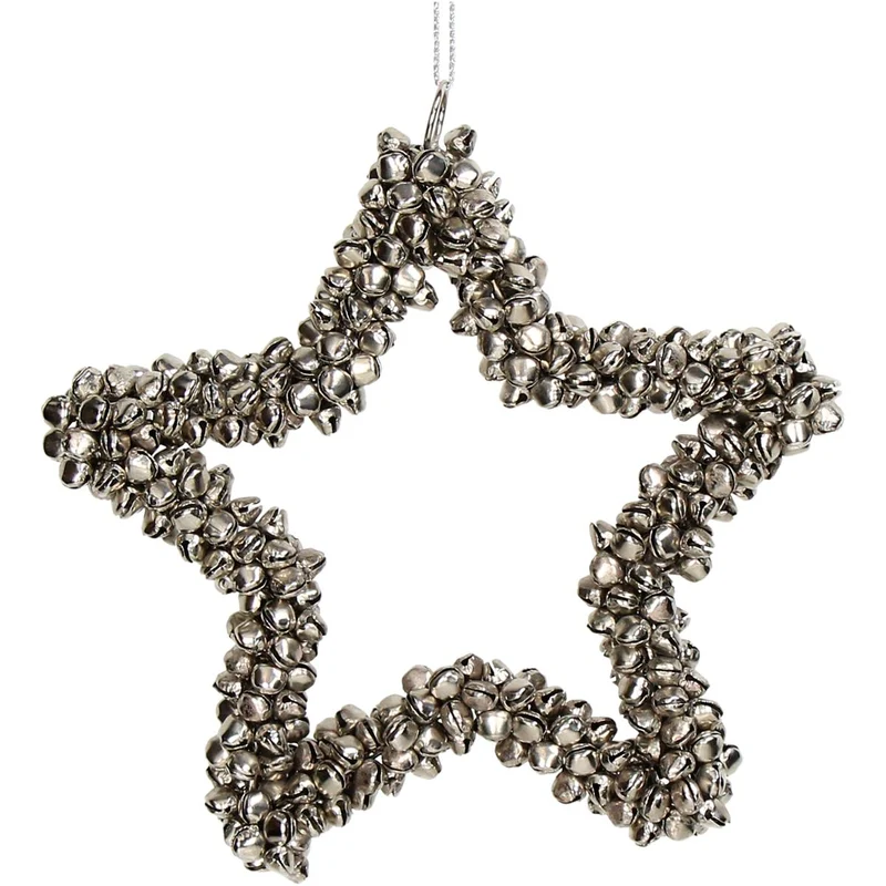Ornament Glocken Stern Metall Silber 16cm