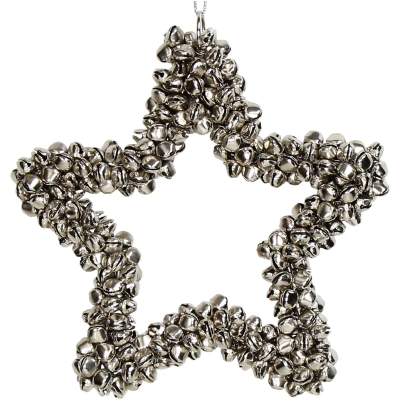 Ornament Glocken Stern Metall Silber 14cm