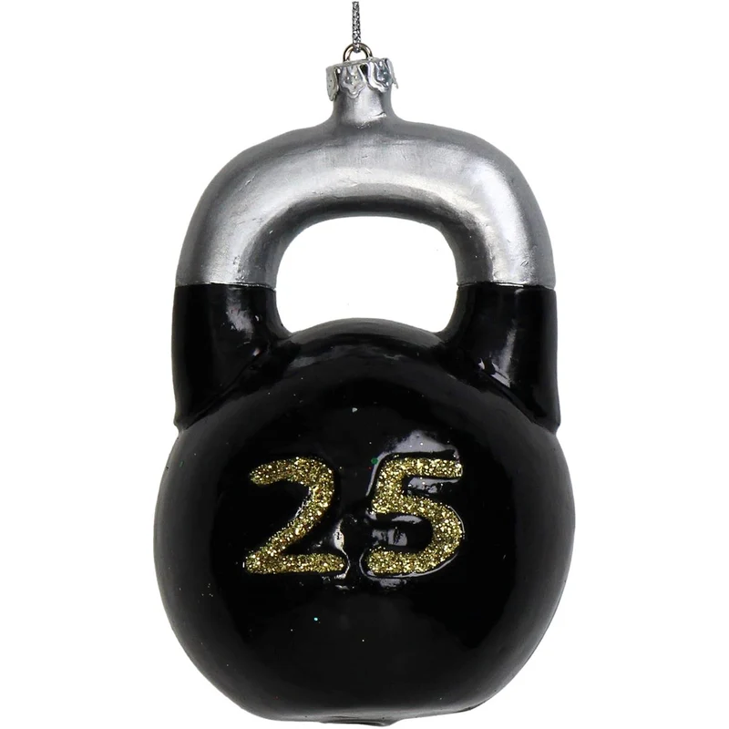 Ornament Kettlebell Glas Schwarz 10,2cm