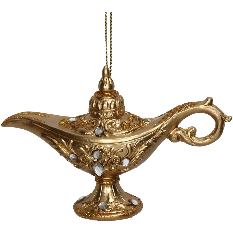 Öllampe Ornament aus Polyresin, Gold, 10,8 cm