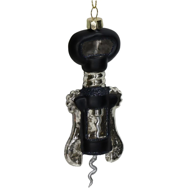 Ornament Korkenzieher Schwarz 5x3x14cm