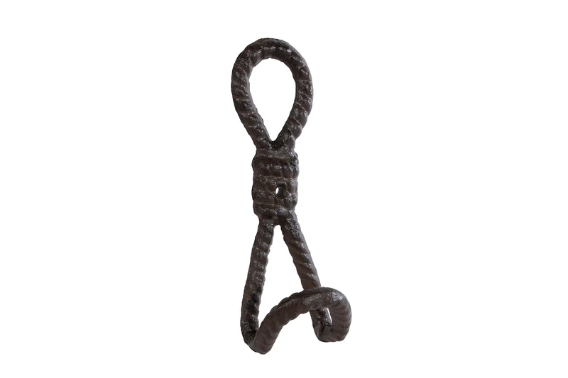 Wandhaken "Rope Loop" L, altbraunes Metall, 5,5x5,5x16,5cm
