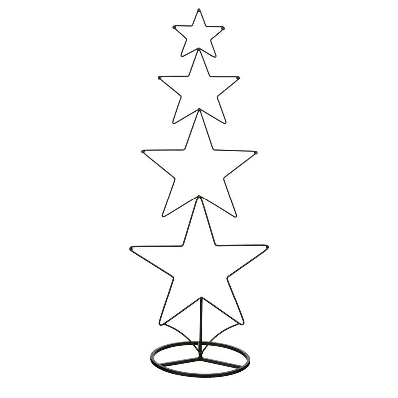 Sternförmiger Ornamenthalter, schwarz - L46 x B32 x H110 cm