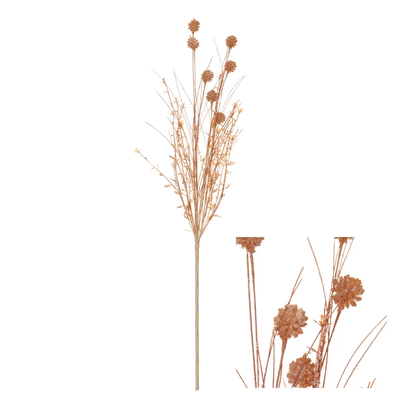 Stiel Pompom Baum Blume mit Glitter 10x10x58cm Kupfer