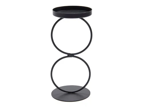 Metall-Doppelring-Kerzenhalter 19cm schwarz