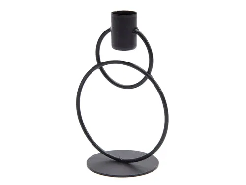 Metall-Doppelring-Kerzenhalter 15cm schwarz