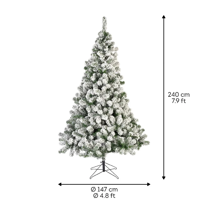 Kaiserlicher Tannenbaum schneeweiß/grün Durchmesser 147 H240 cm