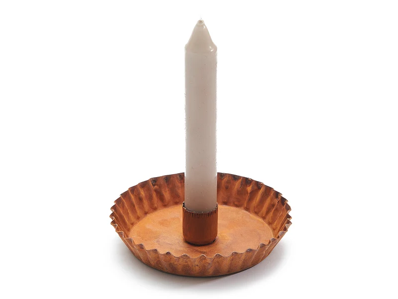 Metall-Kerzenhalter, gewellt Ø11,5x2cm rostfarben
