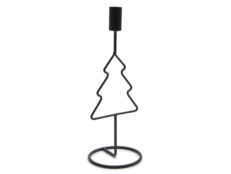Kerzenhalter aus Metall in Tannenbaumform, 27 cm, schwarz