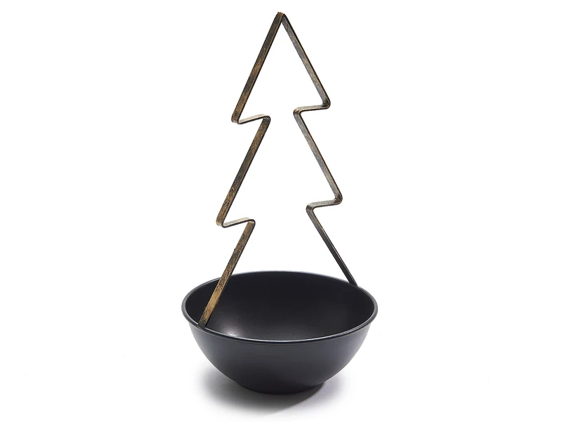 Metallschale Baum Ø15x30cm schwarz/gold
