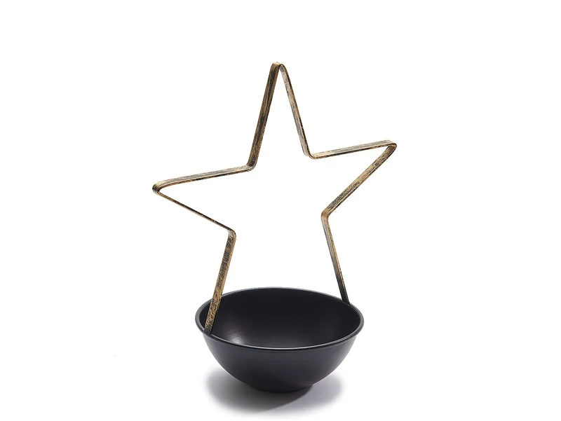 Metallschale Stern Ø12x25cm schwarz/gold