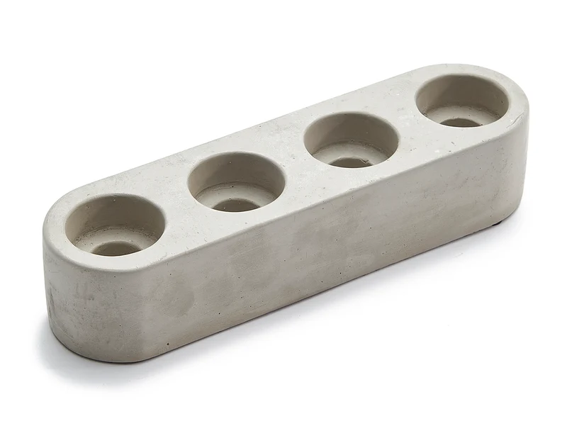4 ovale Teelichthalter aus Zement, 24 x 6,5 cm