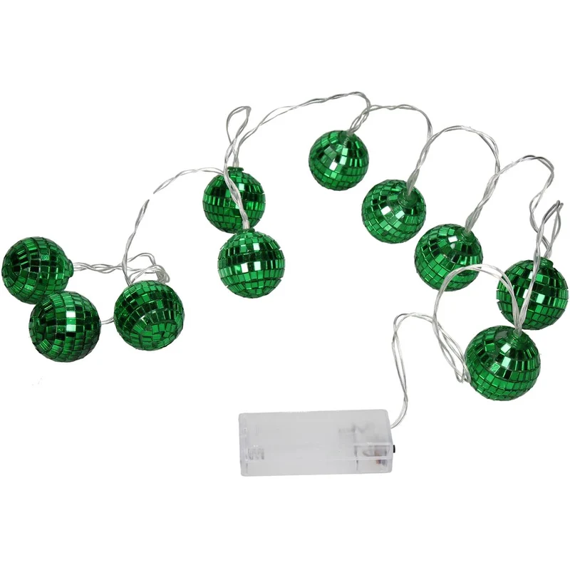 Girlande Diskokugel Glas Grün 180cm + LED