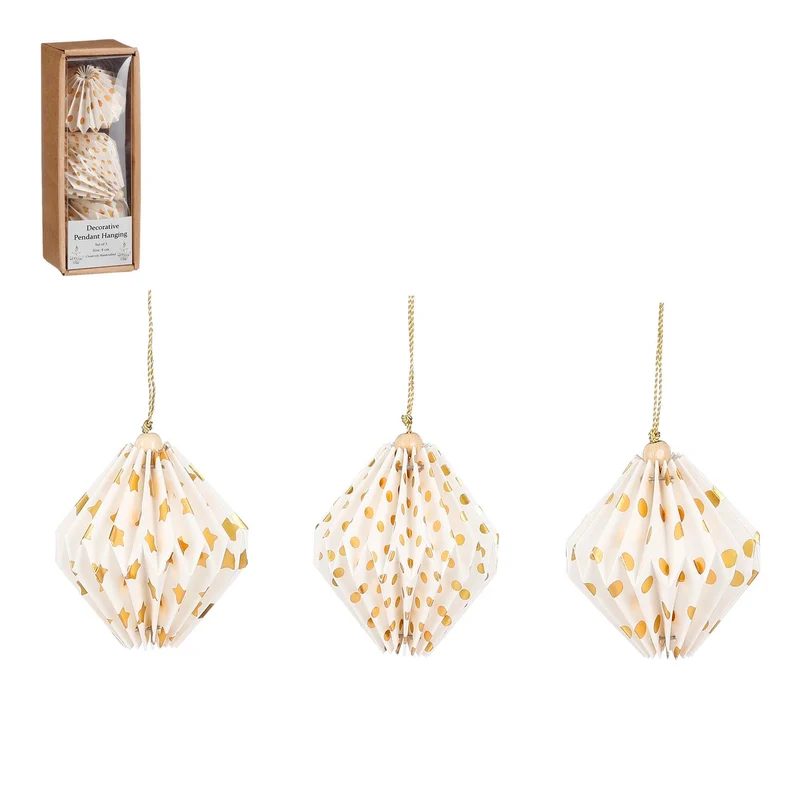Ornament aus Gold, 3 Stück - H 7,5 x D 8 cm