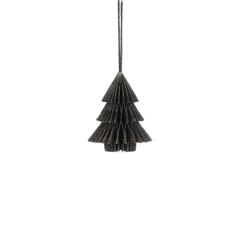 Baumschmuck aus Recyclingpapier, schwarz - H10 x D9 cm
