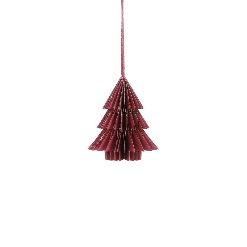 Baumschmuck aus Recyclingpapier, rot - H10 x D9 cm