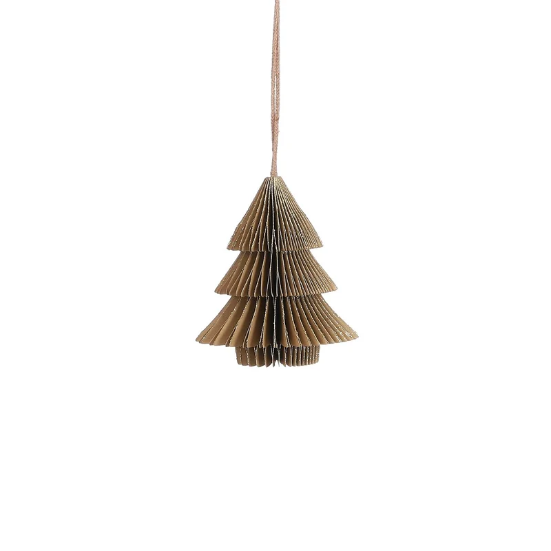 Baumschmuck aus Recyclingpapier, goldfarben - H10 x D9 cm