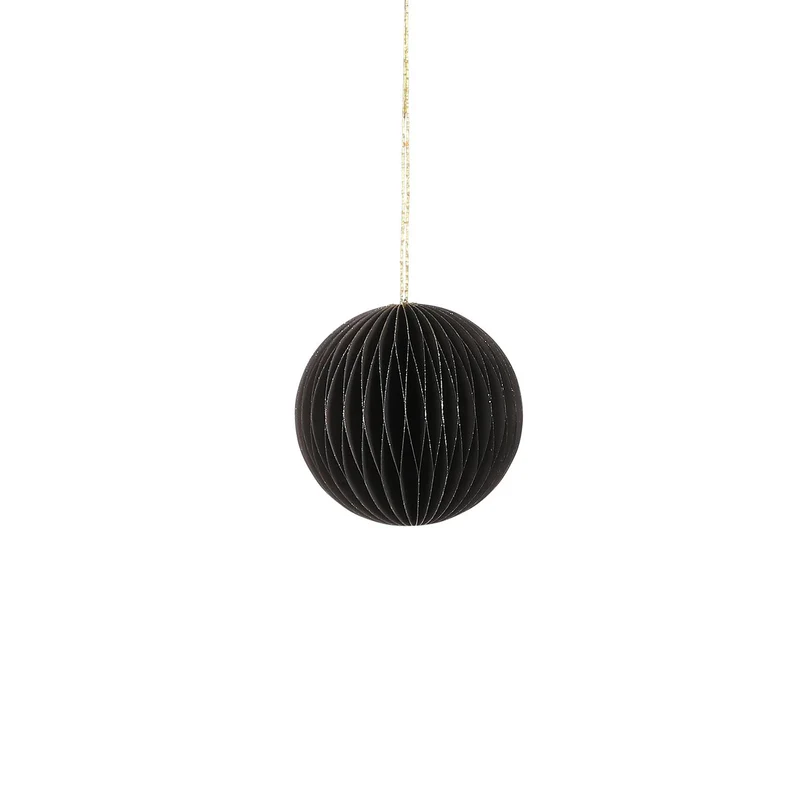 Ornamentkugel aus Recyclingpapier, schwarz - H8 x D8 cm