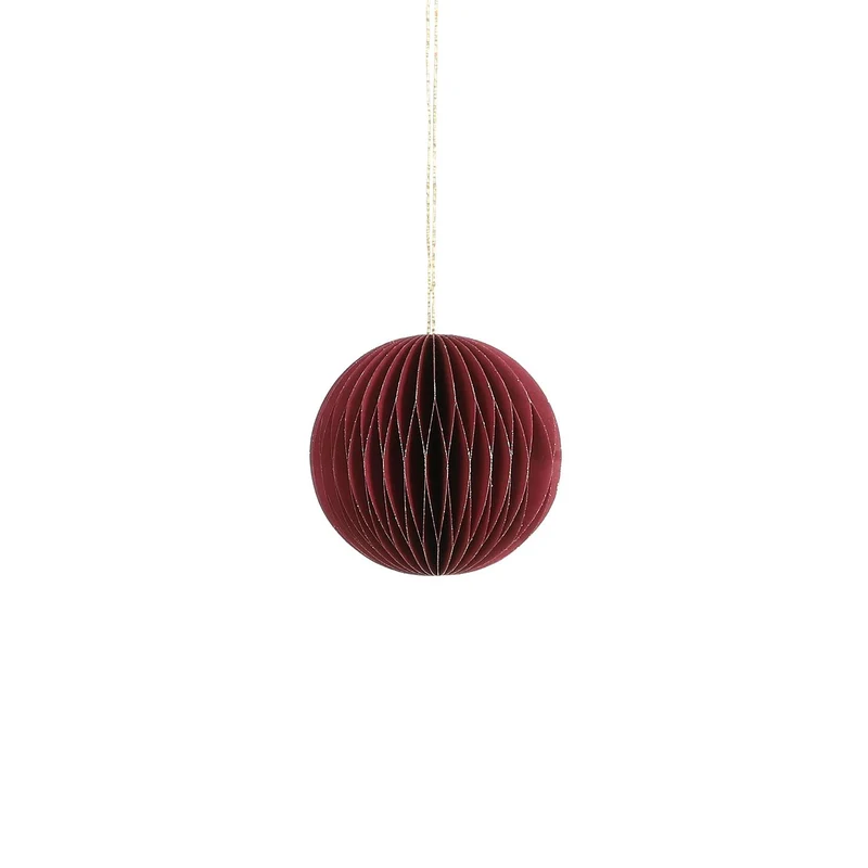 Weihnachtskugel aus Recyclingpapier, rot - H8 x D8 cm