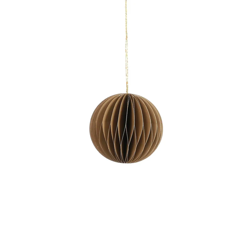 Ornamentkugel aus Recyclingpapier, goldfarben - H 8 x D 8 cm