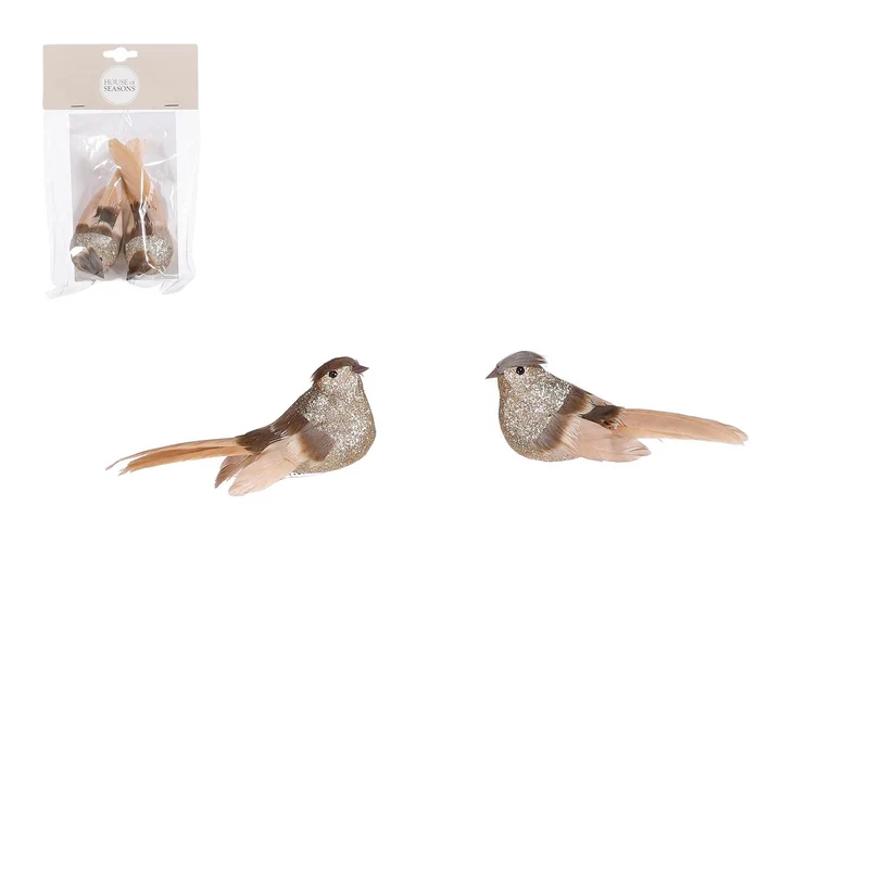 Vogel-Clips, goldfarben, 2 Stück - L12 x B4 x H4,5 cm