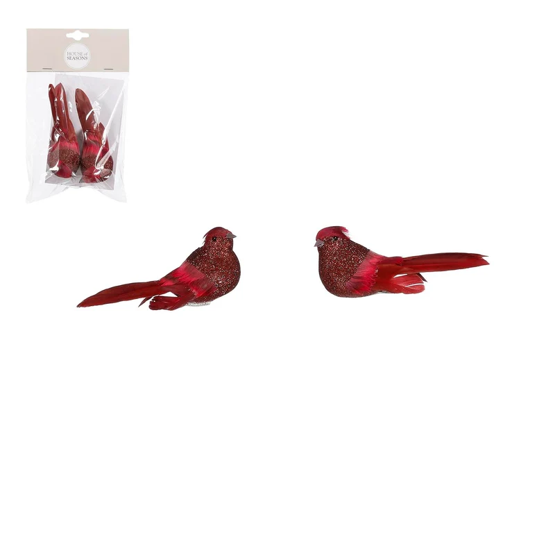 Vogel-Clip, rot, 2 Stück - L12 x B4 x H4,5 cm