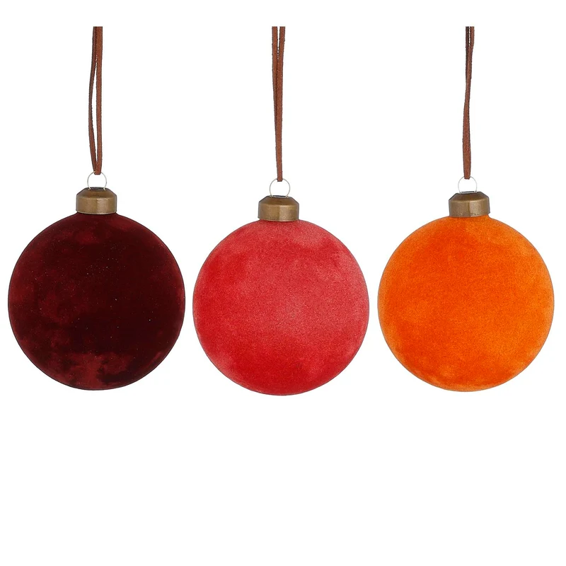 Glasball orange bordeauxrot 3er-Set im Display - Ø 8 cm
