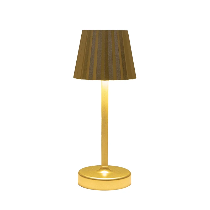 Drahtlose Tischleuchte, warmweiß, dimmbar, LED, inklusive USB-Kabel, 26,5 x 10,5 cm, goldfarben.