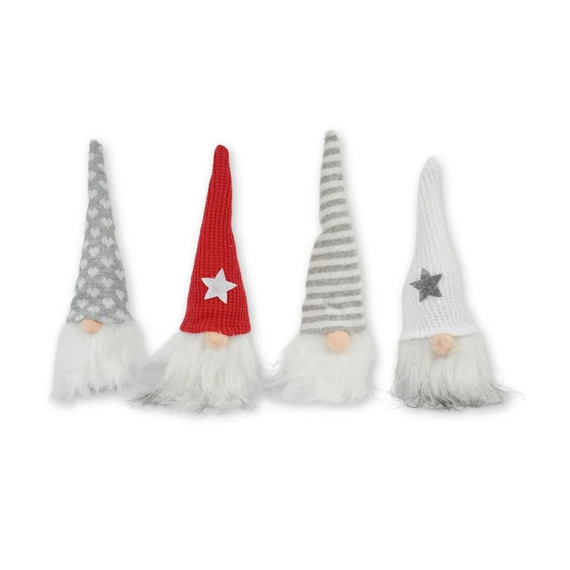 Gnom aus Stoff, 7 x 7 x 19 cm, 4 verschiedene Ausführungen.