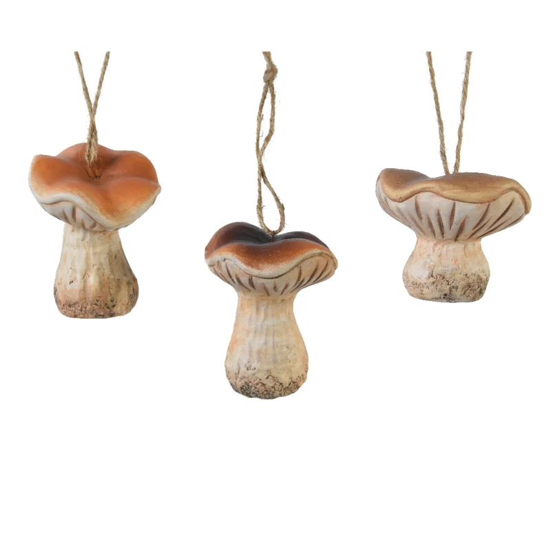 Herbstanhänger Pilz Terrakotta 6 x 6 x 8 cm 3er Set