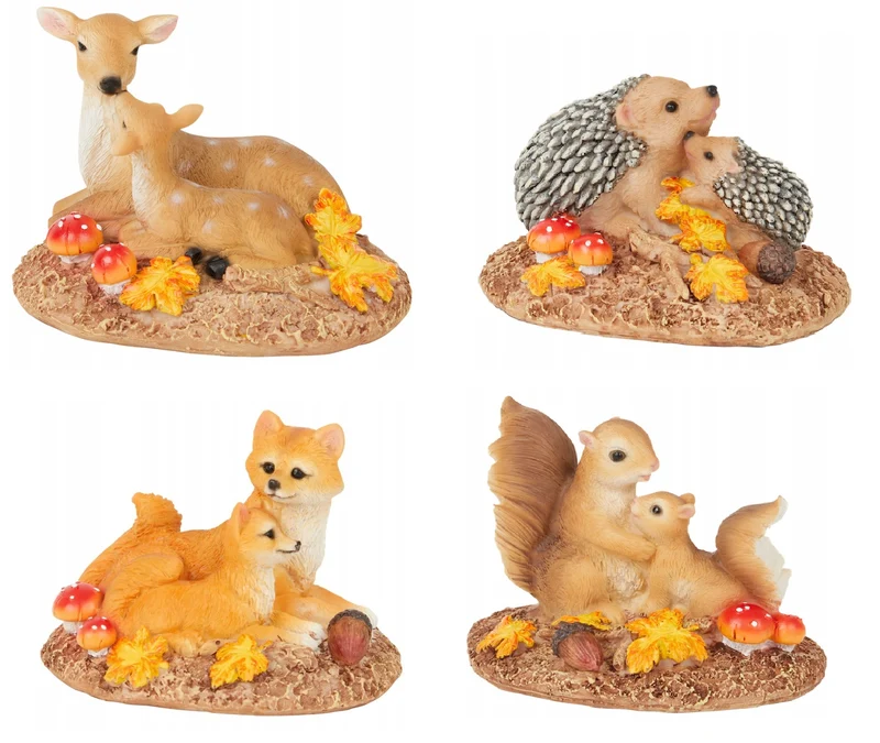 Herbsttiere Mutter Kind 4er Set 12x10x10cm Polyester