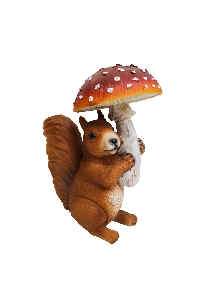 EICHHÖRNCHEN MIT PILZ 15X11X21 CM POLYESTER