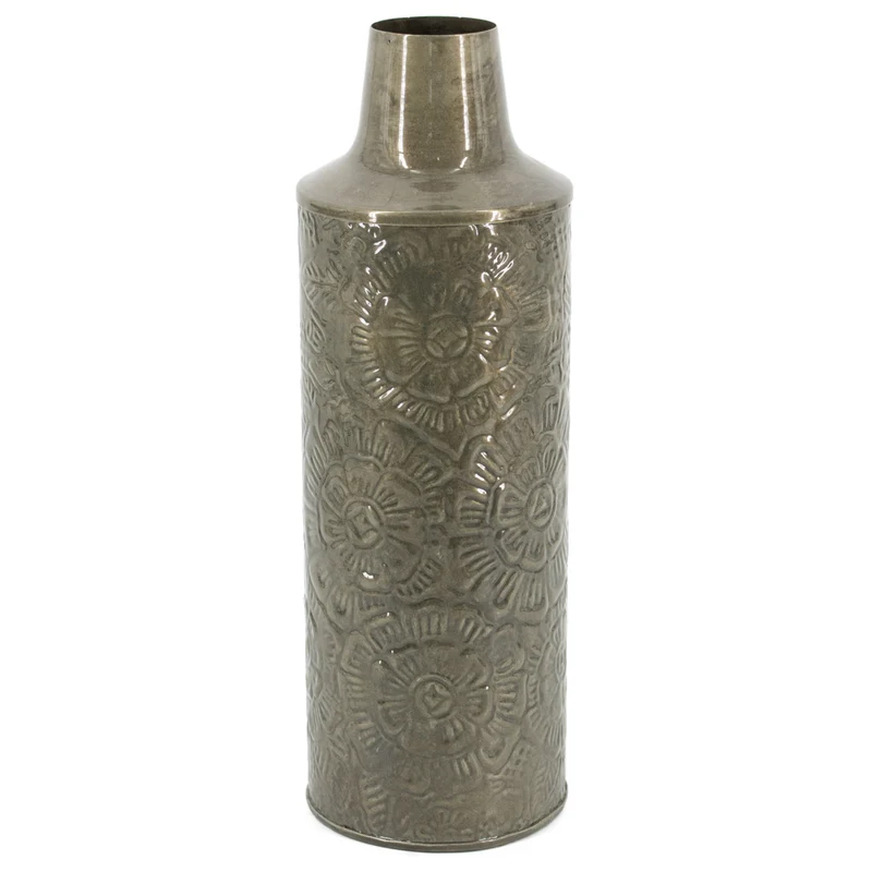 Metallvase olive 6,5x14x41cm